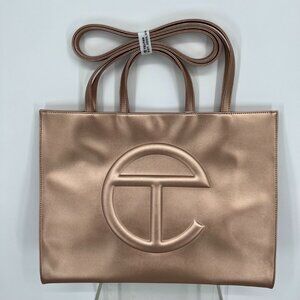 Telfar Large Shopping Tote Bag Handbag Vegan Leather Crossbody Copper w/ Dustbag